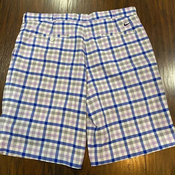 Men’s Nike Shorts plaid blue white purple - Picture 2 of 6